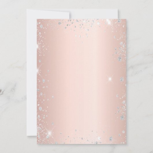 Masquerade roos gold zilverglitter vip uitnodiging (Achterkant)