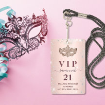 Masquerade roos gold zilverglitter vip uitnodiging