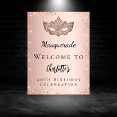 Masquerade roos gouden glitter masker welkom poster