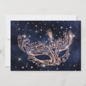 Masquerade roos gouden glitter quinceanera foto kaart (Achterkant)