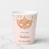 Masquerade roos gouden verjaardagsfeestje papieren bekers (Achterkant)