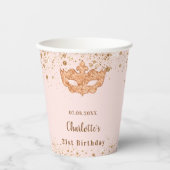 Masquerade roos gouden verjaardagsfeestje papieren bekers (Voorkant)