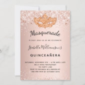 Masquerade roos gouglitter Quinceanera Kaart (Voorkant)