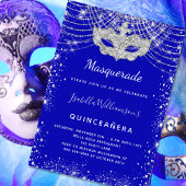 Masquerade royal blue Silver Quinceanera party Kaart