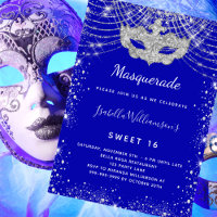 Masquerade royal blue Silver Sweet 16 party luxe