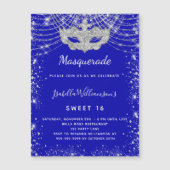 Masquerade royal blue Sweet 16 nodigmagnet (Voorkant)