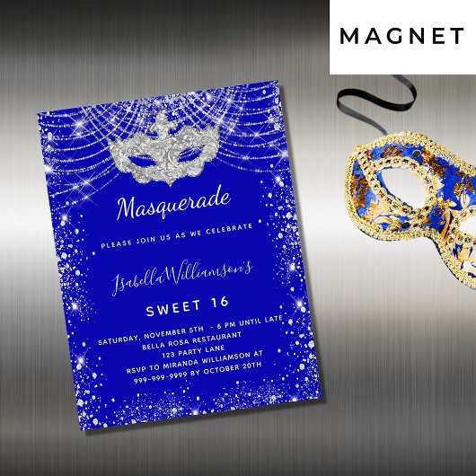 Masquerade royal blue Sweet 16 nodigmagnet