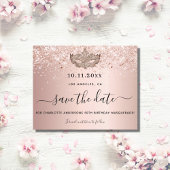 Masquerade roze goud save the date kaart