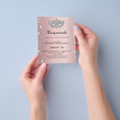 Masquerade roze Silver Sweet 16 budget uitnodiging Flyer (Hand)
