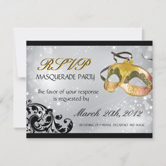 Masquerade RSVP-kaarten RSVP Kaartje (Voorkant)