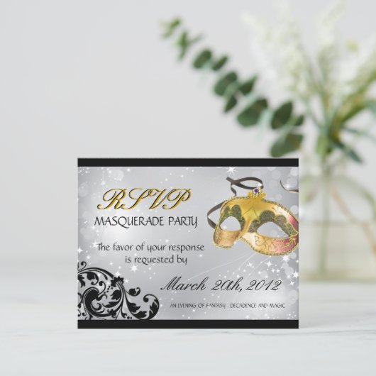 Masquerade RSVP-kaarten RSVP Kaartje (Staand voorkant)