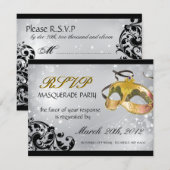 Masquerade RSVP-kaarten RSVP Kaartje (Voorkant / Achterkant)