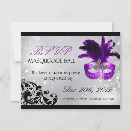 Masquerade RSVP-kaarten RSVP Kaartje (Voorkant)