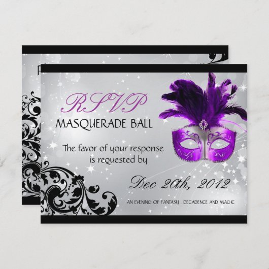 Masquerade RSVP-kaarten RSVP Kaartje (Voorkant / Achterkant)
