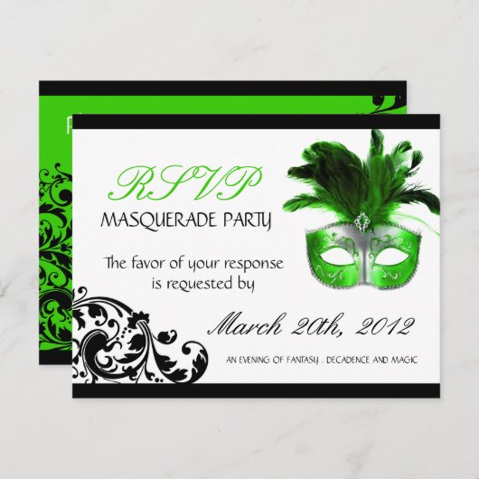 Masquerade RSVP-kaarten RSVP Kaartje (Voorkant / Achterkant)