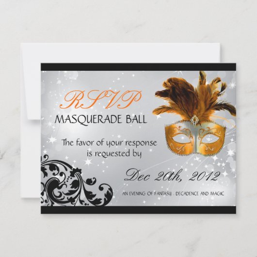 Masquerade RSVP-kaarten RSVP Kaartje (Voorkant)