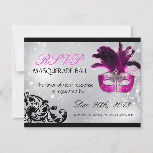 Masquerade RSVP-kaarten RSVP Kaartje (Voorkant)