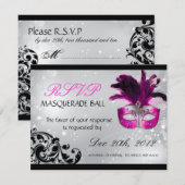 Masquerade RSVP-kaarten RSVP Kaartje (Voorkant / Achterkant)