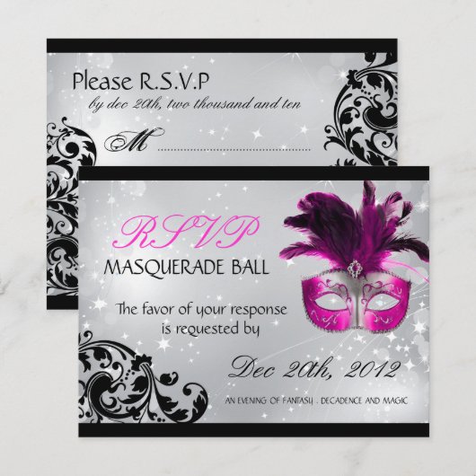Masquerade RSVP-kaarten RSVP Kaartje (Voorkant / Achterkant)