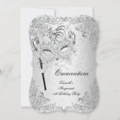 Masquerade Silver Quinceanera 15th Birthday Kaart (Voorkant)