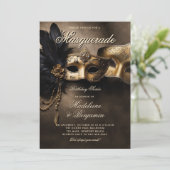 Masquerade Soiree Couple Moody 50th Birthday Kaart (Staand voorkant)