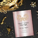 Masquerade Sparkly Gold Glitter Pink Sweet 16 Kaart<br><div class="desc">Deze moderne en chic masquerade van zestien verjaardagsfeestjes is perfect voor het moderne en stijlvolle meisje. Het is voorzien van een op maat gemaakt faux sparkly glitter masquerade mask boven op een roze droomachtergrond en glitter confetti. Het is elegant, glamoureus, meisjes en trendy; het perfecte ontwerp om indruk te maken...</div>