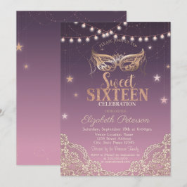 Masquerade, String Lights, Lace Sweet 16 Kaart