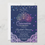 Masquerade, String Lights, Stars, Lace Quinceañera Kaart (Voorkant)