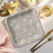 Masquerade Sweet 16 Bead Masks Roos Gold ID1032 Papieren Bordje