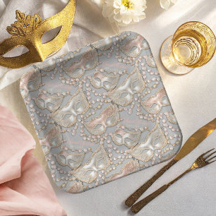 Masquerade Sweet 16 Bead Masks Roos Gold ID1032 Papieren Bordje