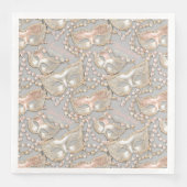 Masquerade Sweet 16 Bead Masks Roos Gold ID1032 Servet (Voorkant)