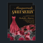 Masquerade Sweet 16 Black Red Gold 16th Birthday Kaart<br><div class="desc">Masquerade Sweet 16 uitnodiging in dramatisch zwart, rood en goud. Dit elegante, dramatische ontwerp is voorzien van een prinsesbal die in een drift van zwarte en rode pinda's met zilversparkers wordt gegoten en maskerade. Masquerade Sweet Sixteen en de naam van het verjaardagsmeisje zijn geletterd in een beschamend script en decoratieve...</div>