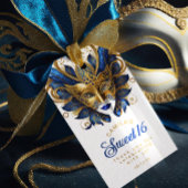 Masquerade Sweet 16 Blauw Goud ID1032 Cadeaulabel