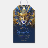 Masquerade Sweet 16 Blauw Goud V2 ID1032 Cadeaulabel (Voorkant)