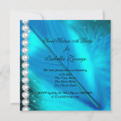 Masquerade Sweet 16 Blauwgroen Black Feather Mask  Kaart (Achterkant)