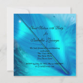 Masquerade Sweet 16 Blauwgroen Blue Feather Mask 3 Kaart (Achterkant)