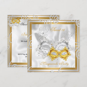Masquerade Sweet 16 Feestmasker Zilver Goud 2 Kaart