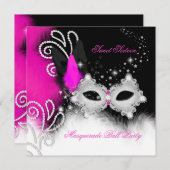 Masquerade Sweet 16 Hot Pink Black doethermasker 2 Kaart (Voorkant / Achterkant)