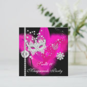 Masquerade Sweet 16 Hot Pink Black doethermasker Kaart (Staand voorkant)