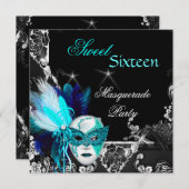 Masquerade Sweet 16 Masker Blauwgroen Blue Black P Kaart (Voorkant / Achterkant)