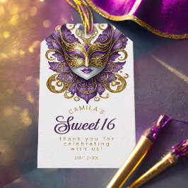Masquerade Sweet 16 Paars Goud ID1032 Cadeaulabel