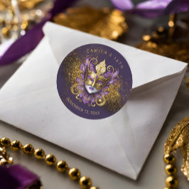 Masquerade Sweet 16 Paarse Goud V2 ID1032 Ronde Sticker