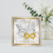 Masquerade Sweet 16 Party Mask Silver Gold 2 Kaart (Staand voorkant)