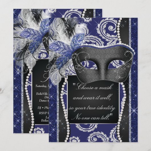 Masquerade Sweet 16 Party, Mis Quince Anos Kaart (Voorkant / Achterkant)