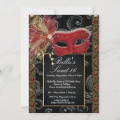 Masquerade Sweet 16 Party, Mis Quince Anos Kaart (Achterkant)