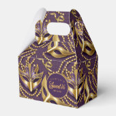 Masquerade Sweet 16 Patroon Paarse Goud ID1032 Bedankdoosjes (Voorkant Zijde)