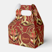 Masquerade Sweet 16 Patroon Rood Goud ID1032 Bedankdoosjes (Voorkant Zijde)