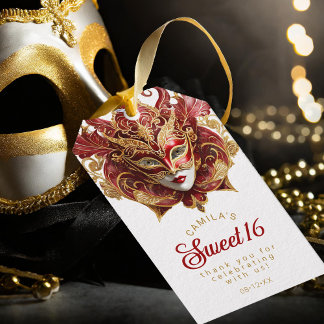 Masquerade Sweet 16 Rood Goud ID1032 Cadeaulabel