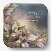 Masquerade Sweet 16 Roos Gold ID1032 Papieren Bordje (Voorkant)