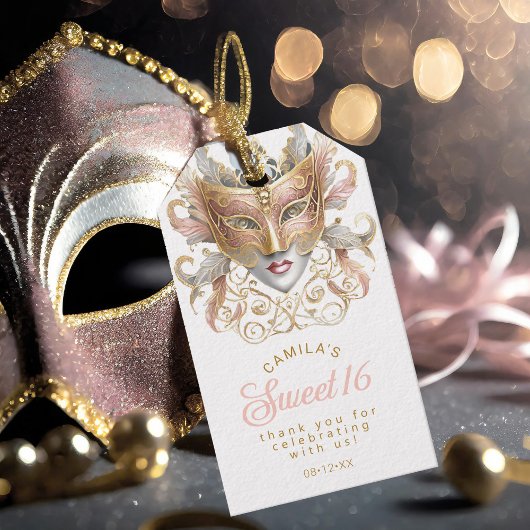 Masquerade Sweet 16 Roze Goud ID1032 Cadeaulabel